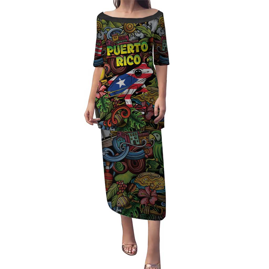 Personalized Puerto Rico Puletasi The Coqui Frog Tropical Doodle Style - Wonder Print Shop