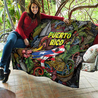 Puerto Rico Quilt The Coqui Frog Tropical Doodle Style - Wonder Print Shop