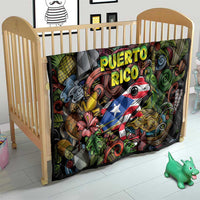 Puerto Rico Quilt The Coqui Frog Tropical Doodle Style - Wonder Print Shop