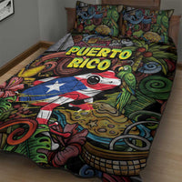 Puerto Rico Quilt Bed Set The Coqui Frog Tropical Doodle Style - Wonder Print Shop