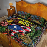 Puerto Rico Quilt Bed Set The Coqui Frog Tropical Doodle Style - Wonder Print Shop