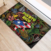 Puerto Rico Rubber Doormat The Coqui Frog Tropical Doodle Style - Wonder Print Shop