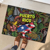 Puerto Rico Rubber Doormat The Coqui Frog Tropical Doodle Style - Wonder Print Shop