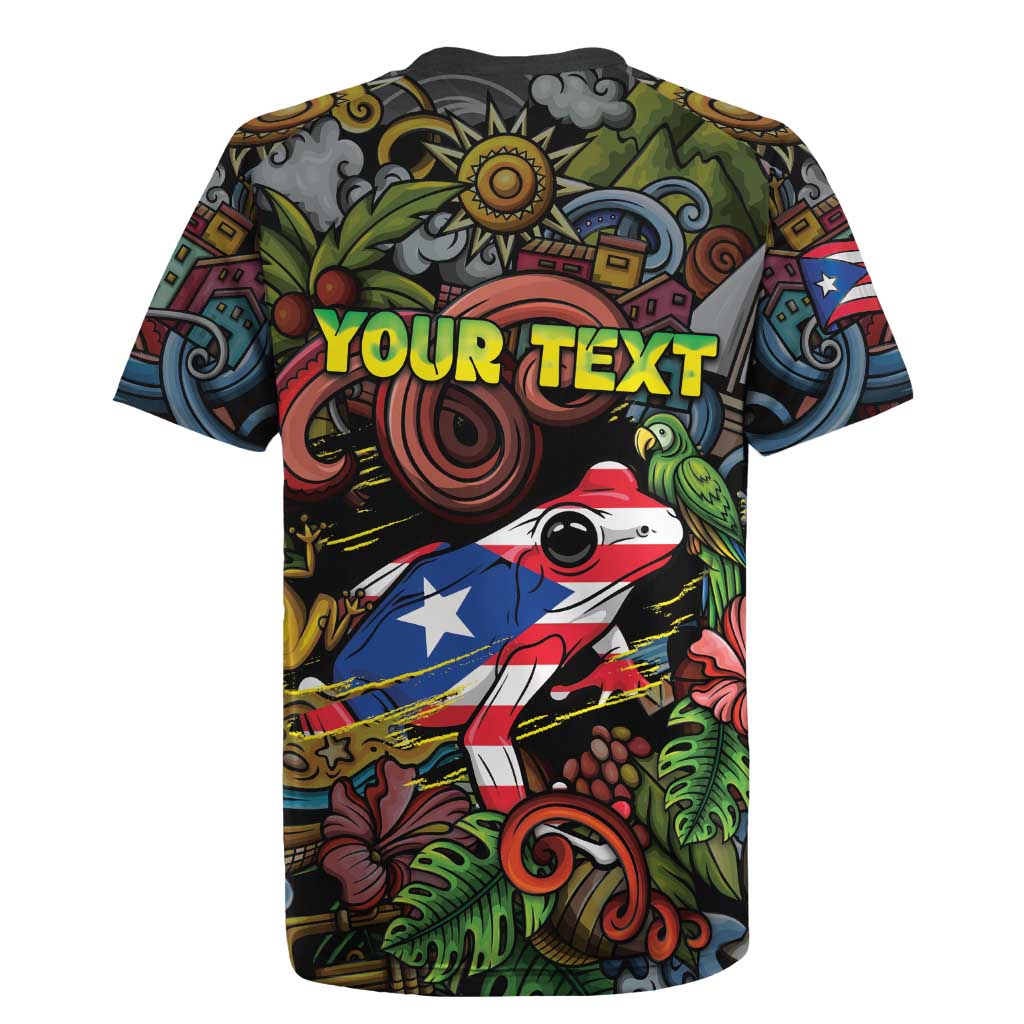 Personalized Puerto Rico Rugby Jersey The Coqui Frog Tropical Doodle Style - Wonder Print Shop