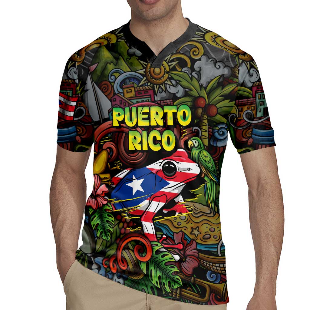 Personalized Puerto Rico Rugby Jersey The Coqui Frog Tropical Doodle Style - Wonder Print Shop