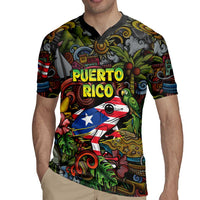 Personalized Puerto Rico Rugby Jersey The Coqui Frog Tropical Doodle Style - Wonder Print Shop