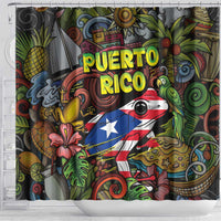 Puerto Rico Shower Curtain The Coqui Frog Tropical Doodle Style - Wonder Print Shop