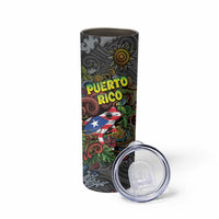 Personalized Puerto Rico Skinny Tumbler The Coqui Frog Tropical Doodle Style - Wonder Print Shop