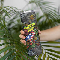 Personalized Puerto Rico Skinny Tumbler The Coqui Frog Tropical Doodle Style - Wonder Print Shop