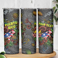 Personalized Puerto Rico Skinny Tumbler The Coqui Frog Tropical Doodle Style - Wonder Print Shop
