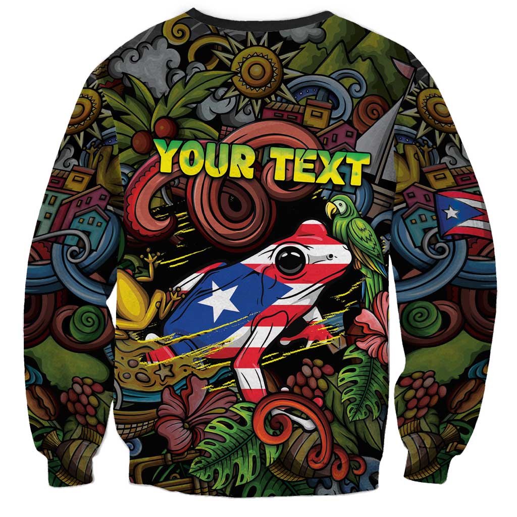 Personalized Puerto Rico Sweatshirt The Coqui Frog Tropical Doodle Style - Wonder Print Shop