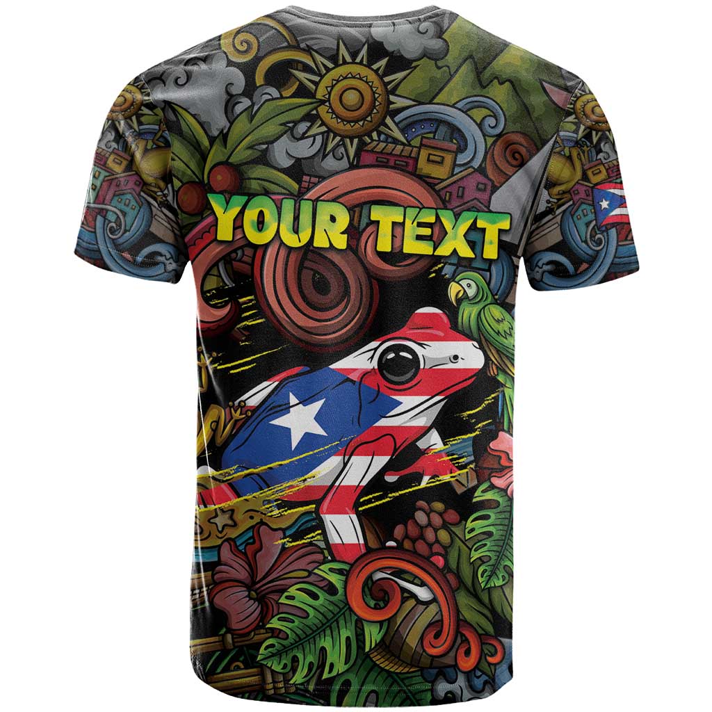 Personalized Puerto Rico T Shirt The Coqui Frog Tropical Doodle Style - Wonder Print Shop