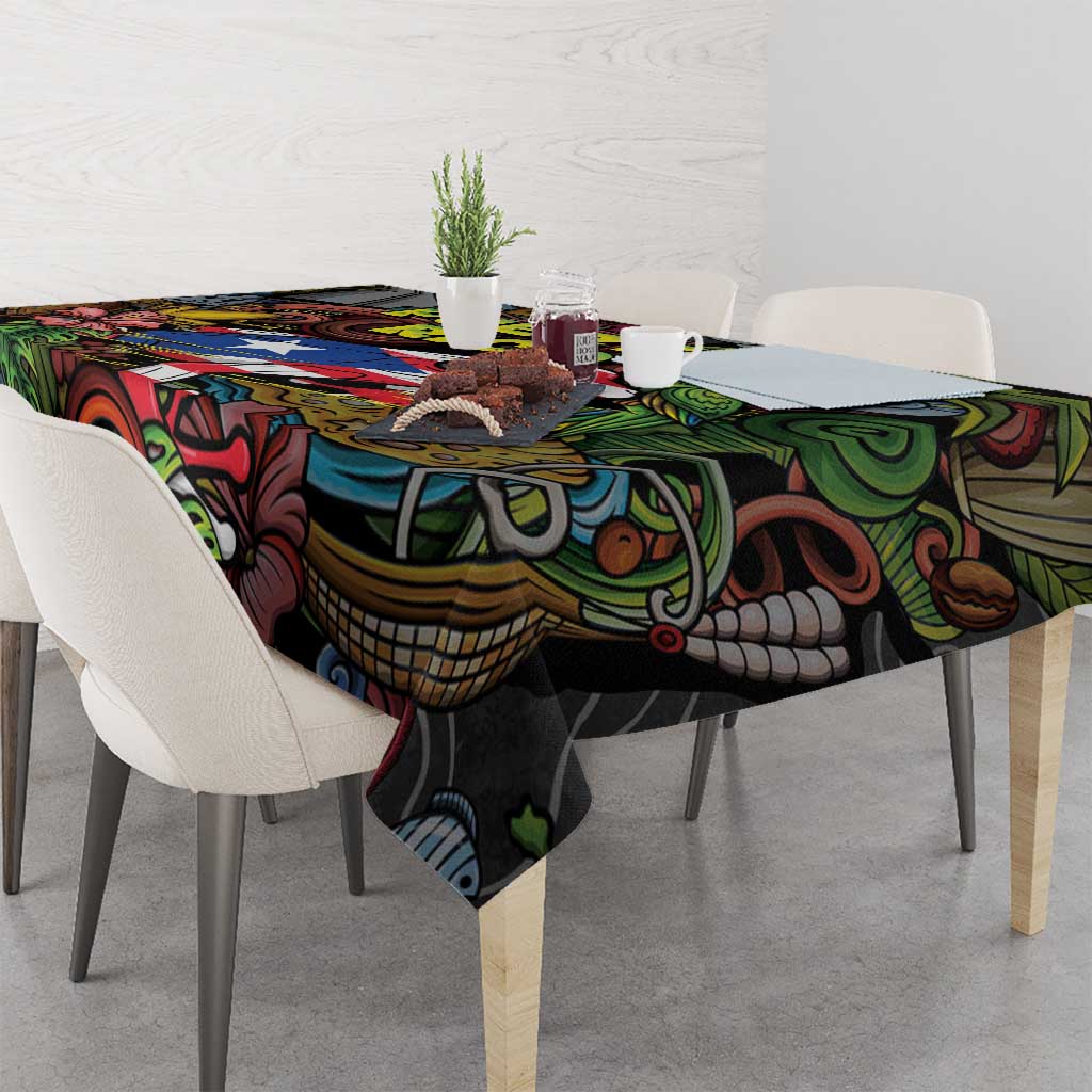 Puerto Rico Tablecloth The Coqui Frog Tropical Doodle Style - Wonder Print Shop