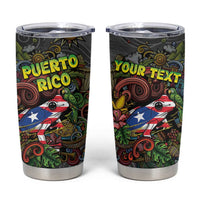 Personalized Puerto Rico Tumbler Cup The Coqui Frog Tropical Doodle Style - Wonder Print Shop