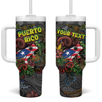 Personalized Puerto Rico Tumbler With Handle The Coqui Frog Tropical Doodle Style - Wonder Print Shop