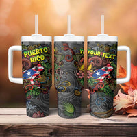 Personalized Puerto Rico Tumbler With Handle The Coqui Frog Tropical Doodle Style - Wonder Print Shop