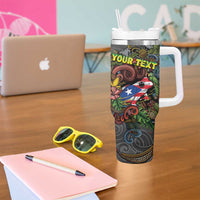Personalized Puerto Rico Tumbler With Handle The Coqui Frog Tropical Doodle Style - Wonder Print Shop