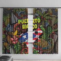 Puerto Rico Window Curtain The Coqui Frog Tropical Doodle Style - Wonder Print Shop