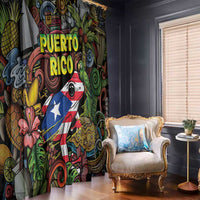 Puerto Rico Window Curtain The Coqui Frog Tropical Doodle Style - Wonder Print Shop