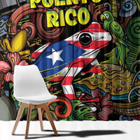 Puerto Rico Window Curtain The Coqui Frog Tropical Doodle Style - Wonder Print Shop