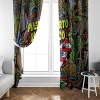 Puerto Rico Window Curtain The Coqui Frog Tropical Doodle Style - Wonder Print Shop