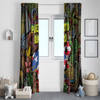 Puerto Rico Window Curtain The Coqui Frog Tropical Doodle Style - Wonder Print Shop