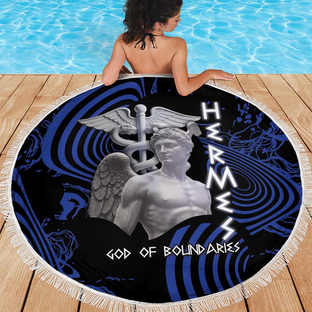 Ancient Greek Hermes Beach Blanket God Of Boundaries - Wonder Print Shop