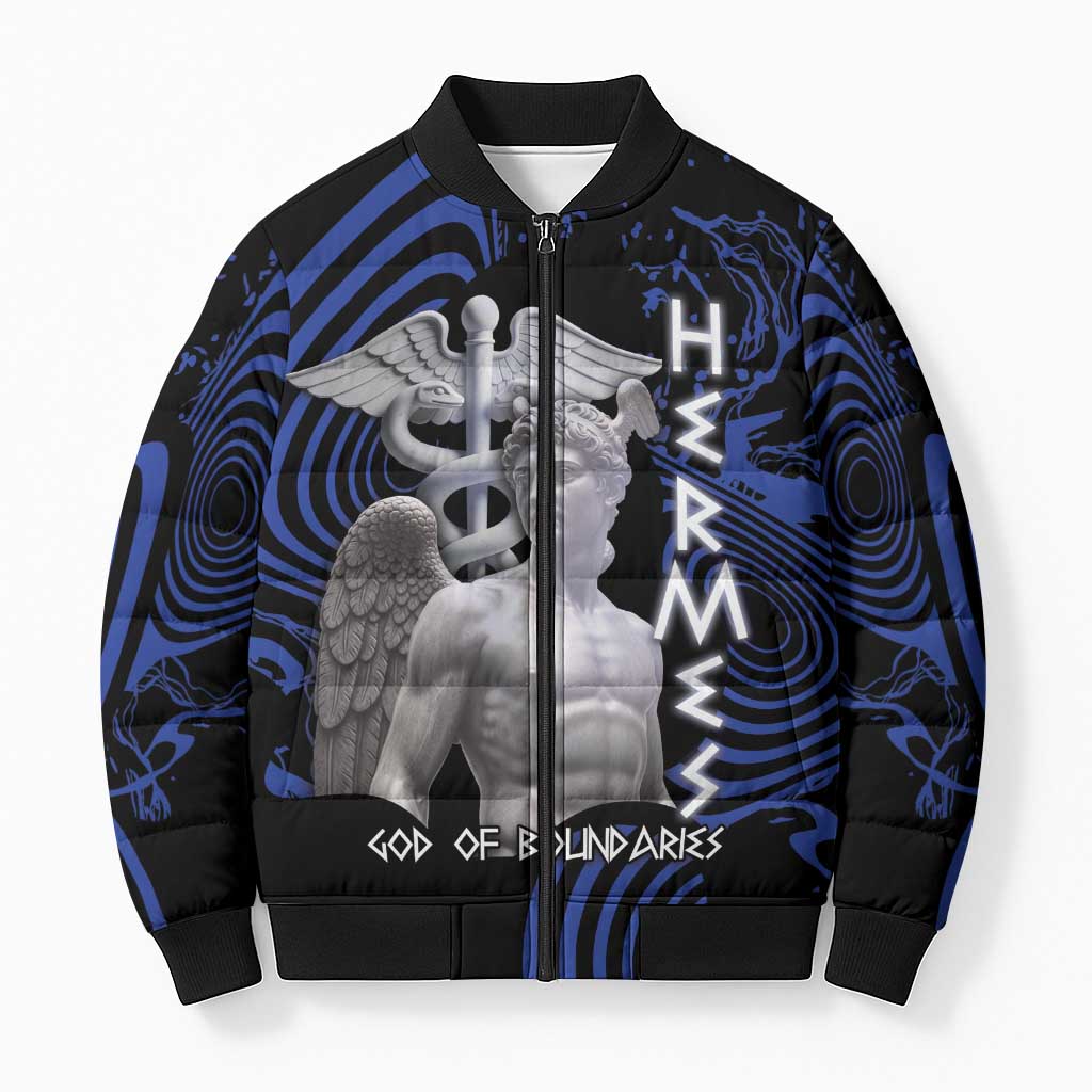Ancient Greek Hermes Bomber Puffer Jacket God Of Boundaries - Wonder Print Shop
