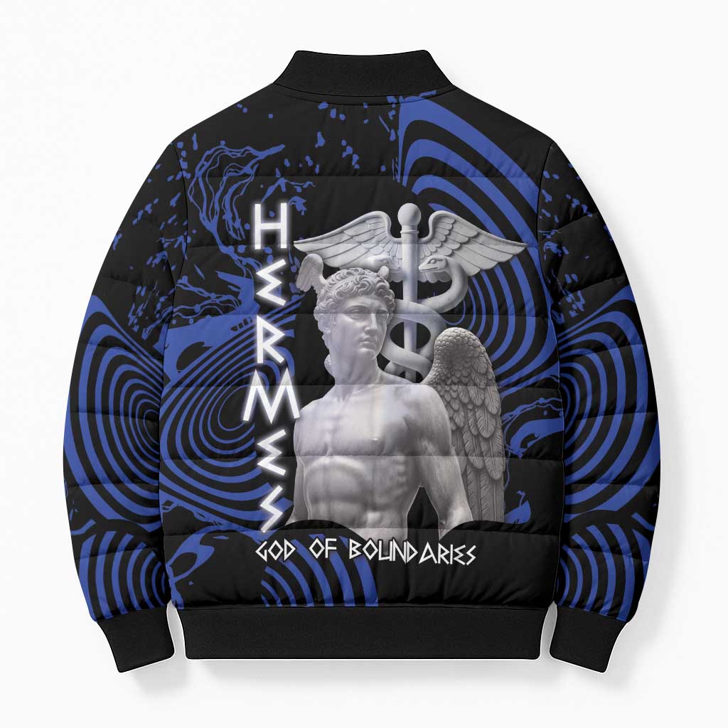 Ancient Greek Hermes Bomber Puffer Jacket God Of Boundaries - Wonder Print Shop