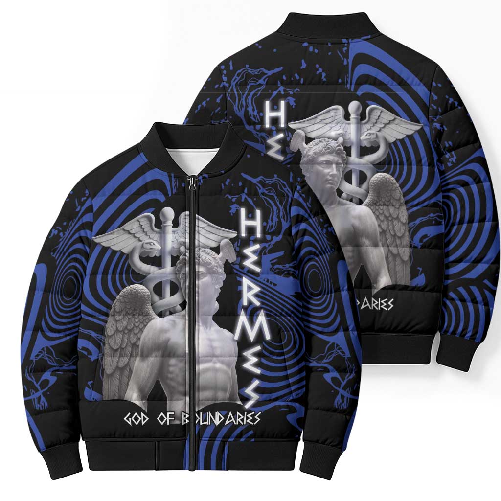 Ancient Greek Hermes Bomber Puffer Jacket God Of Boundaries - Wonder Print Shop
