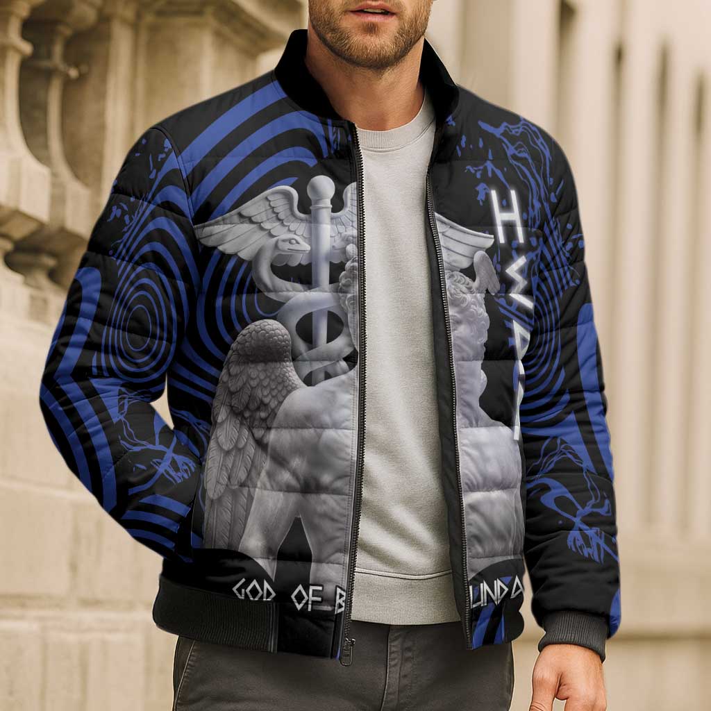 Ancient Greek Hermes Bomber Puffer Jacket God Of Boundaries - Wonder Print Shop