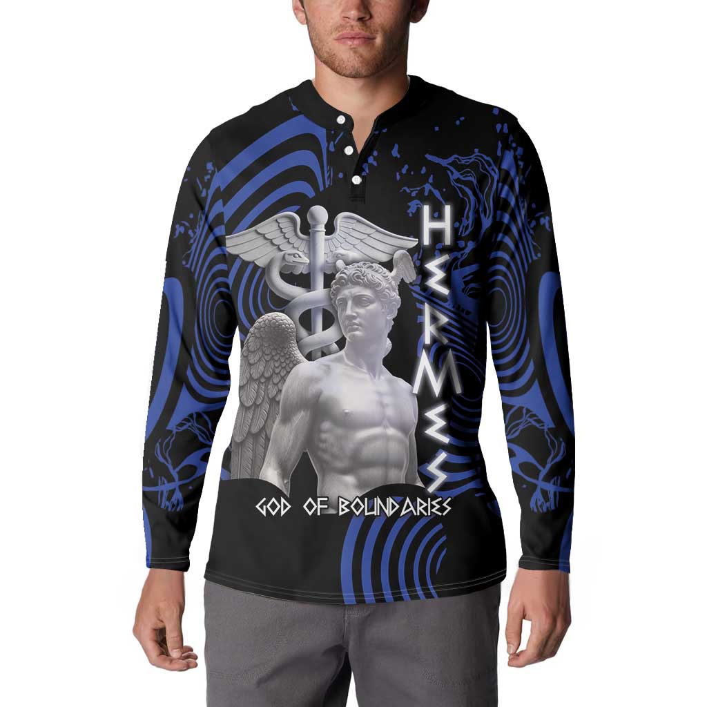 Ancient Greek Hermes Button Sweatshirt God Of Boundaries - Wonder Print Shop