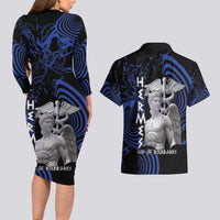 Ancient Greek Hermes Couples Matching Long Sleeve Bodycon Dress and Hawaiian Shirt God Of Boundaries - Wonder Print Shop