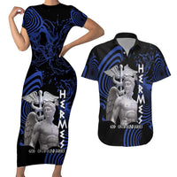 Ancient Greek Hermes Couples Matching Short Sleeve Bodycon Dress and Hawaiian Shirt God Of Boundaries - Wonder Print Shop