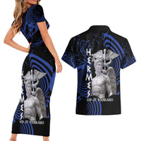 Ancient Greek Hermes Couples Matching Short Sleeve Bodycon Dress and Hawaiian Shirt God Of Boundaries - Wonder Print Shop