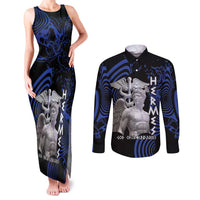 Ancient Greek Hermes Couples Matching Tank Maxi Dress and Long Sleeve Button Shirt God Of Boundaries - Wonder Print Shop