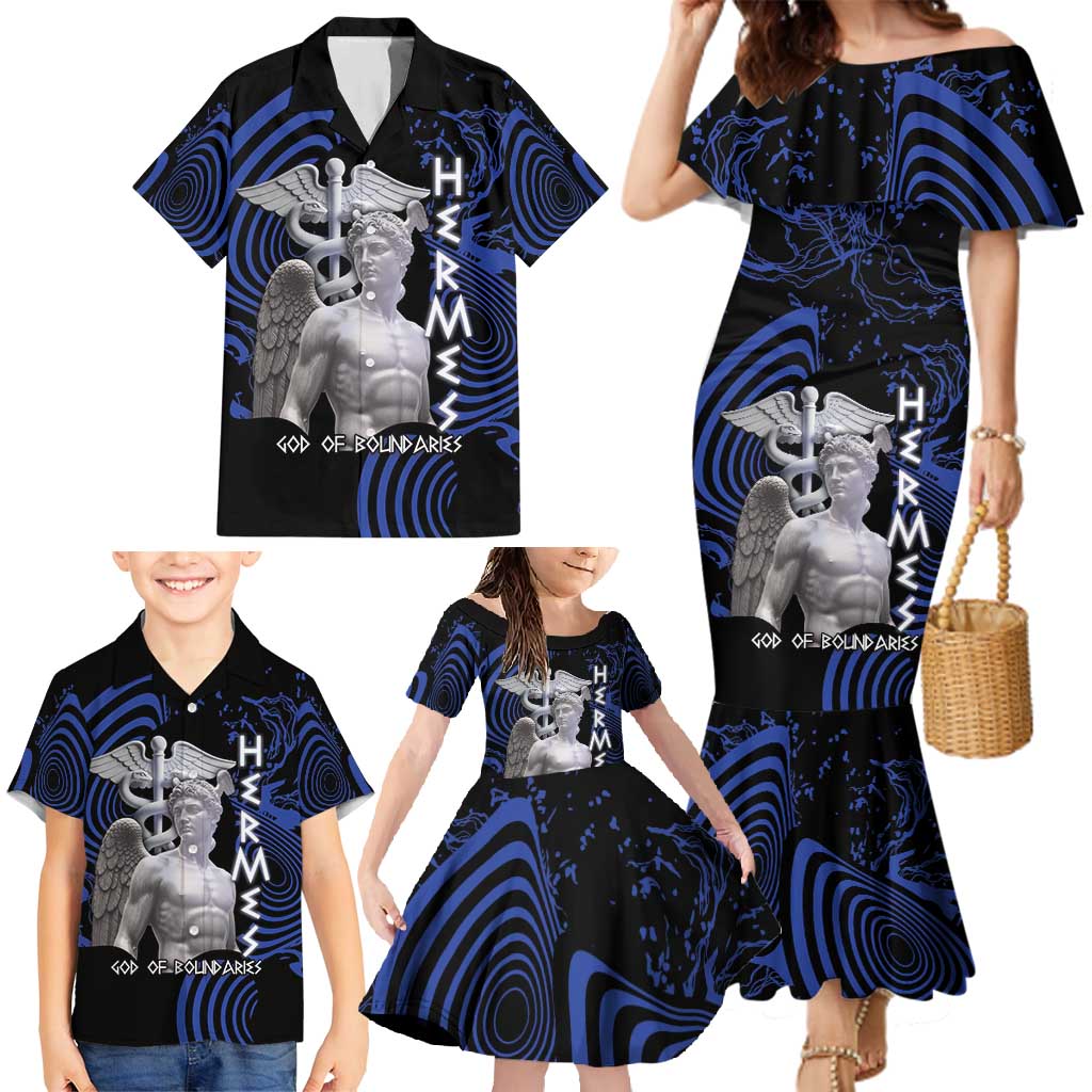 Ancient Greek Hermes Family Matching Mermaid Dress and Hawaiian Shirt God Of Boundaries - Wonder Print Shop