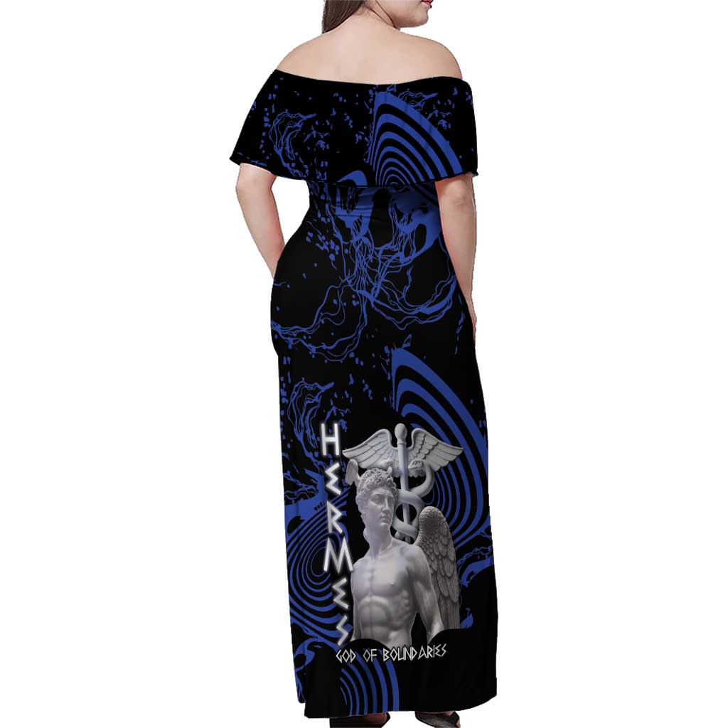 Ancient Greek Hermes Family Matching Off Shoulder Maxi Dress and Hawaiian Shirt God Of Boundaries - Wonder Print Shop