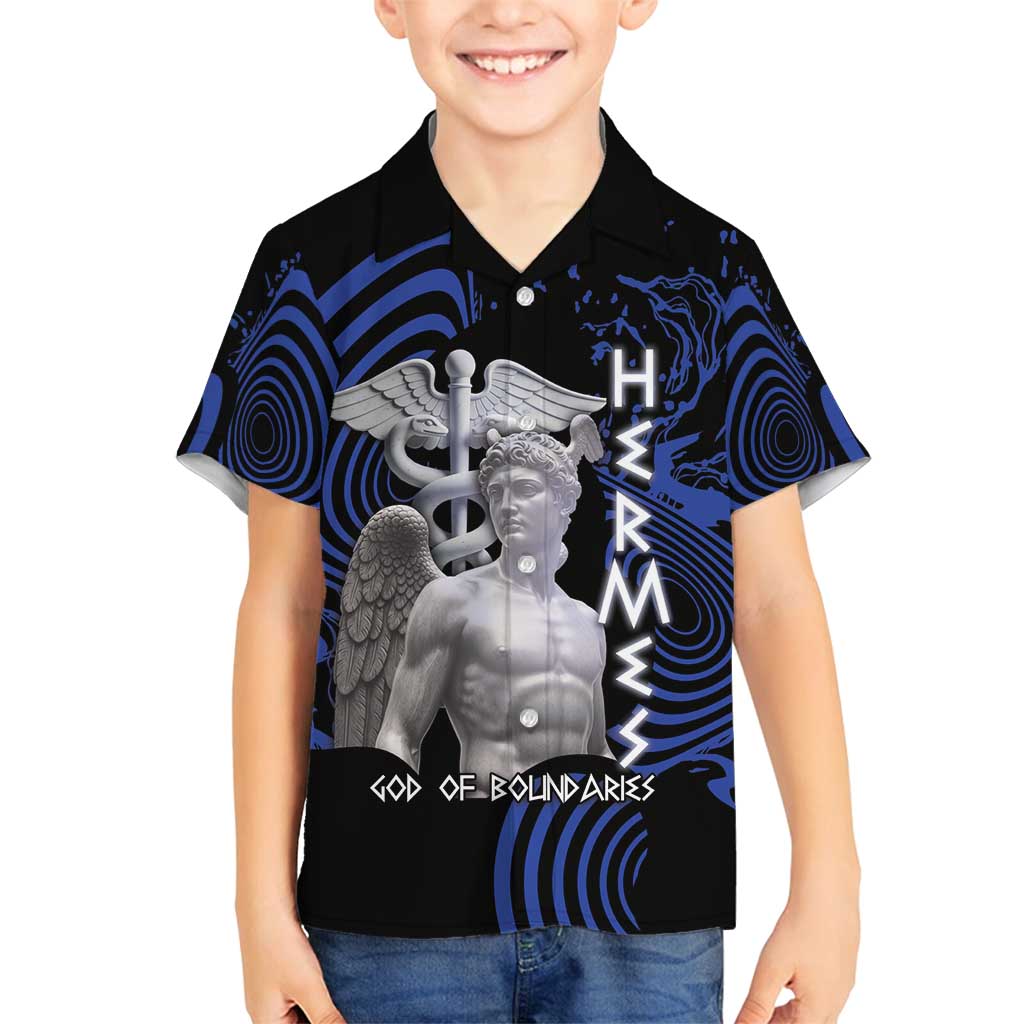 Ancient Greek Hermes Family Matching Off Shoulder Short Dress and Hawaiian Shirt God Of Boundaries - Wonder Print Shop