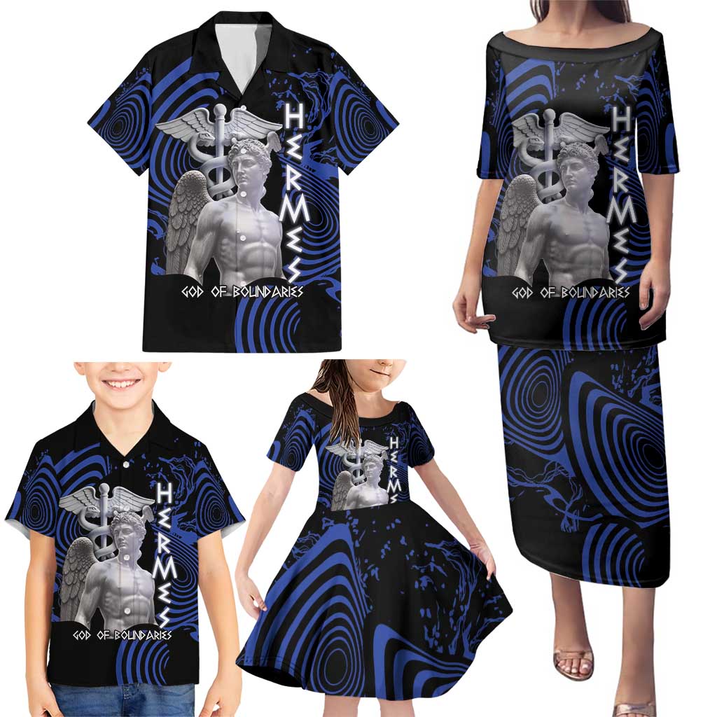 Ancient Greek Hermes Family Matching Puletasi and Hawaiian Shirt God Of Boundaries - Wonder Print Shop