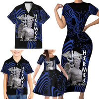 Ancient Greek Hermes Family Matching Short Sleeve Bodycon Dress and Hawaiian Shirt God Of Boundaries - Wonder Print Shop