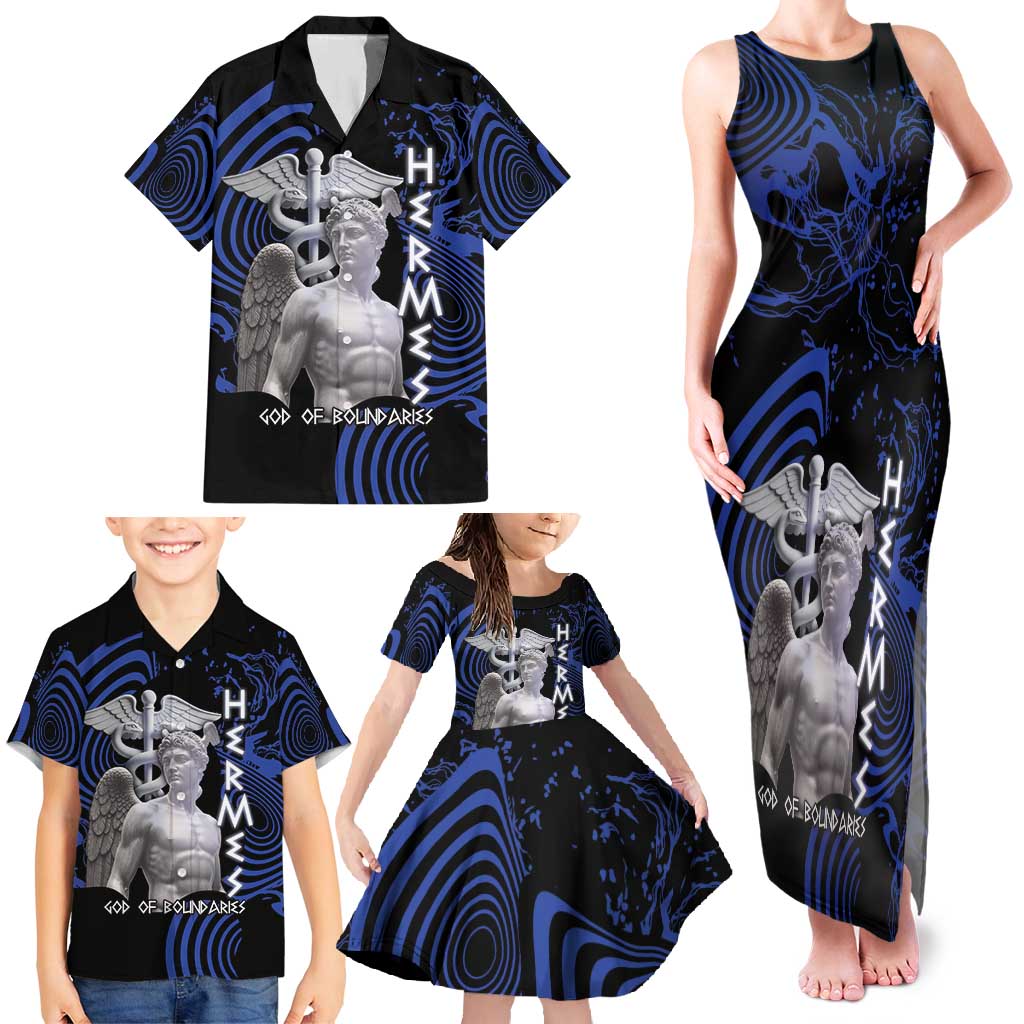 Ancient Greek Hermes Family Matching Tank Maxi Dress and Hawaiian Shirt God Of Boundaries - Wonder Print Shop