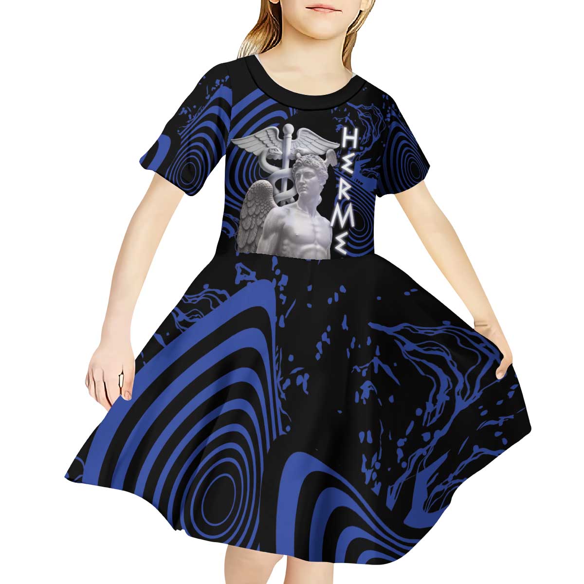 Ancient Greek Hermes Kid Short Sleeve Dress God Of Boundaries - Wonder Print Shop