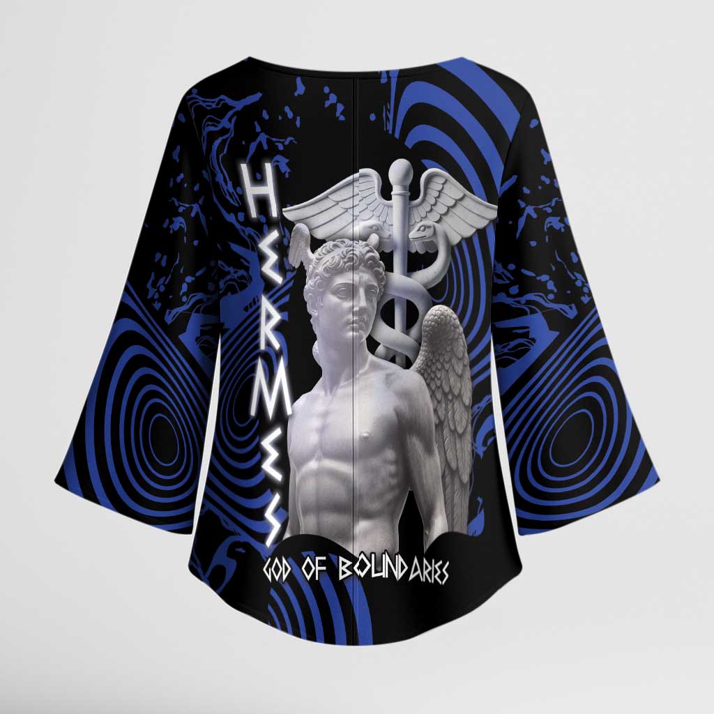 Ancient Greek Hermes Kimono Sleeve Blouse God Of Boundaries - Wonder Print Shop