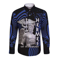 Ancient Greek Hermes Long Sleeve Button Shirt God Of Boundaries - Wonder Print Shop