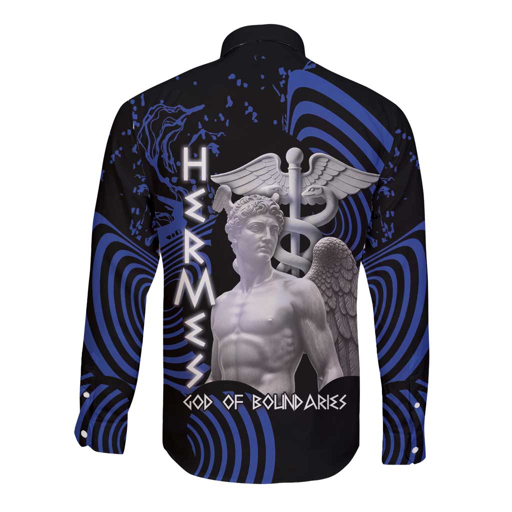 Ancient Greek Hermes Long Sleeve Button Shirt God Of Boundaries - Wonder Print Shop