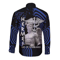 Ancient Greek Hermes Long Sleeve Button Shirt God Of Boundaries - Wonder Print Shop