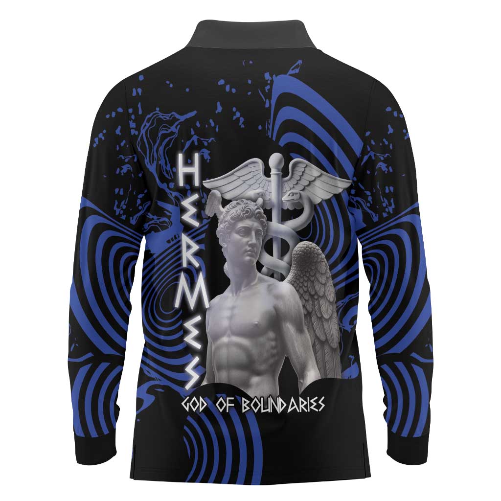 Ancient Greek Hermes Long Sleeve Polo Shirt God Of Boundaries - Wonder Print Shop