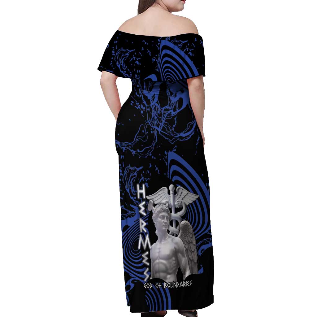 Ancient Greek Hermes Off Shoulder Maxi Dress God Of Boundaries - Wonder Print Shop