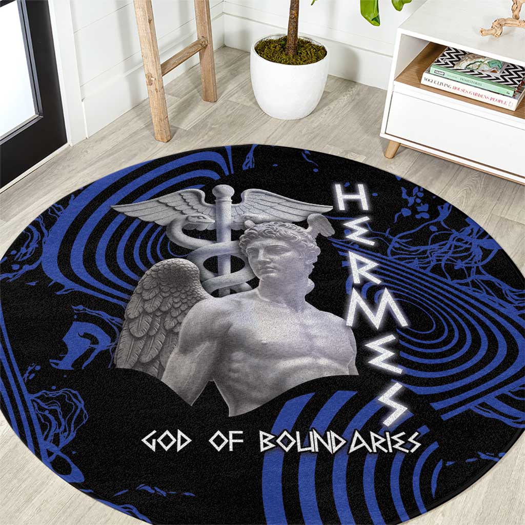 Ancient Greek Hermes Round Carpet God Of Boundaries - Wonder Print Shop